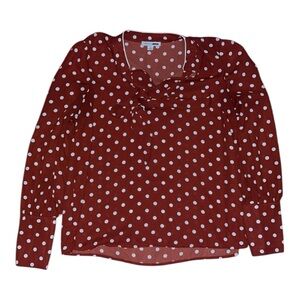 Maroon and white polkadot women’s blouse, pre-loved condition, Size S Women